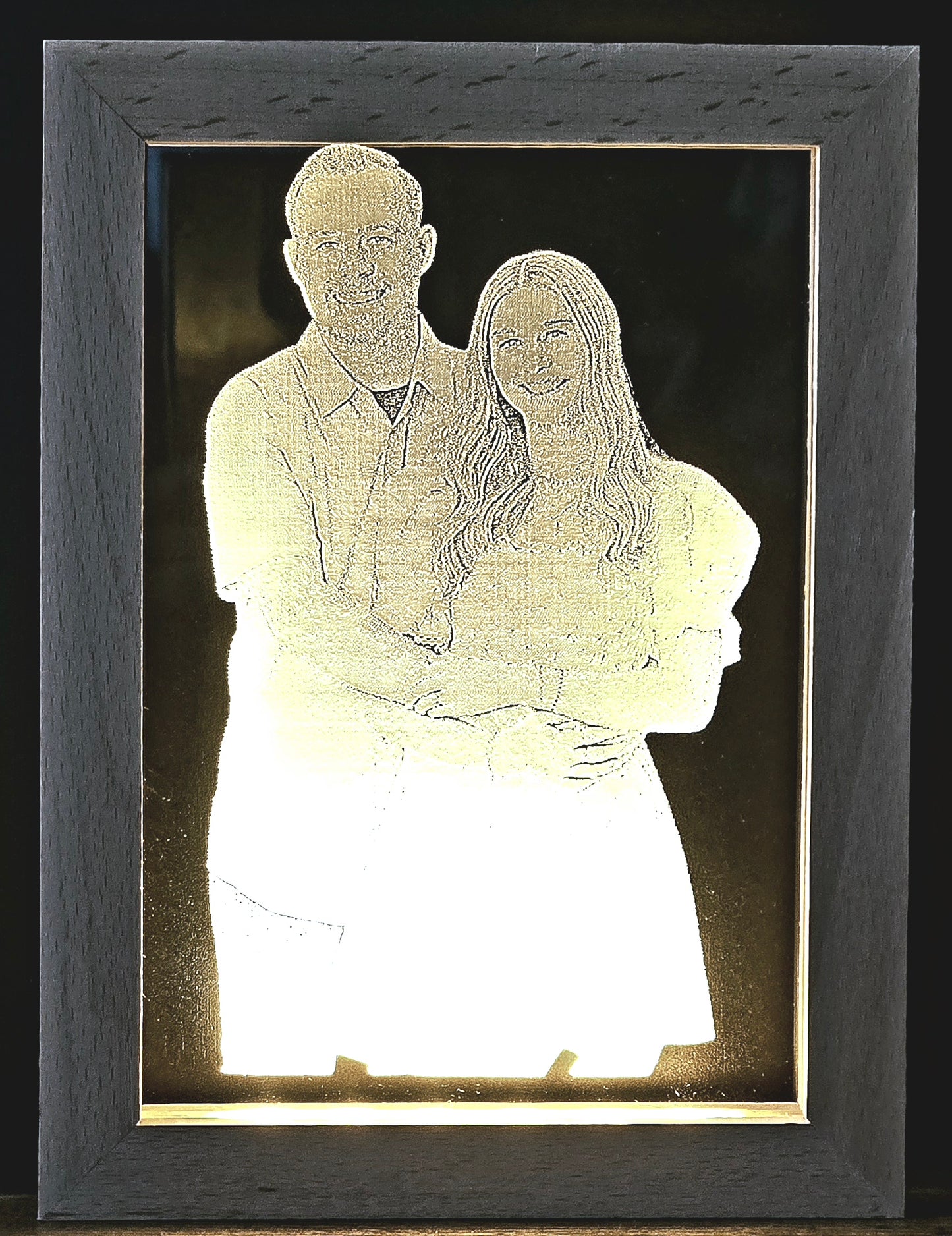 LED Beech Wood Picture Frame w/ Engraved Acrylic