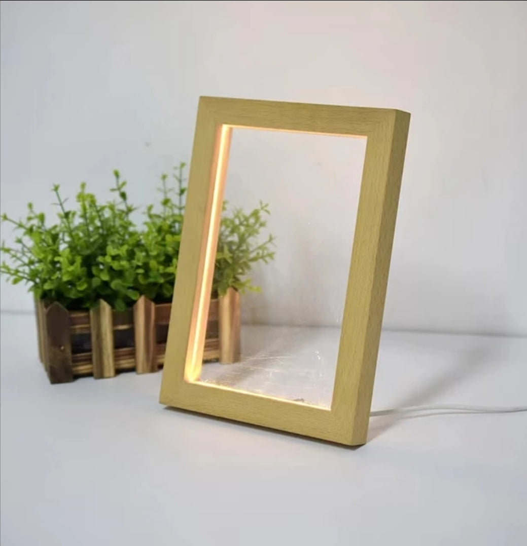 LED Beech Wood Picture Frame w/ Engraved Acrylic